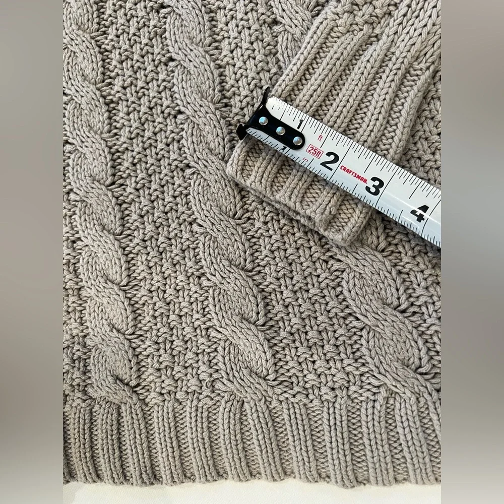 LC Lauren Conrad Lace Cotton Women's Taupe Cable Knit Sweater - Picture 11 of 14
